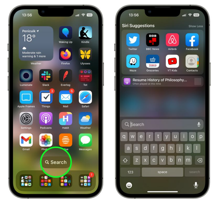 江城苹果手机维修分享升级到 iOS 16 后，如何删除主屏幕上的搜索按钮 