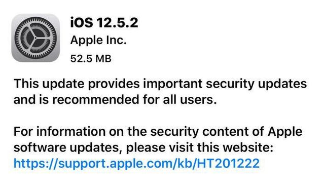 江城苹果手机维修分享iOS12.5.2发布，建议所有老苹果用户安装 